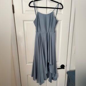 Lulu's Blue and Gray Asymmetrical Tiered Sundress
